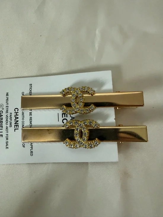 Chanel Gold Toned Hair Clips - Picture 2 of 3